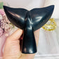 Black Aragonite Carved Whale Tail 12cm