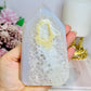 White Druzy Agate Tower From Brazil 13cm