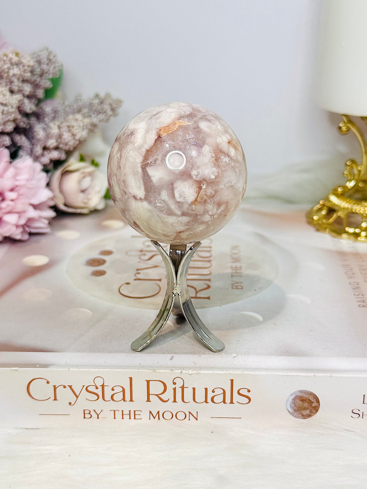 Pink Amethyst Druzy Sphere On Stand 161g