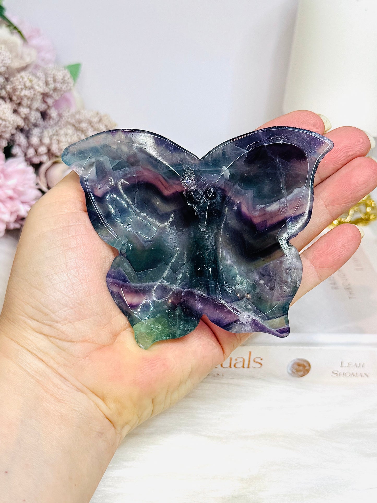 Rainbow Fluorite Butterfly Dish 8cm