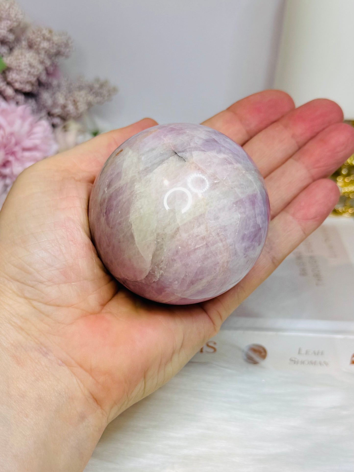 Large Kunzite Sphere on Stand 398g