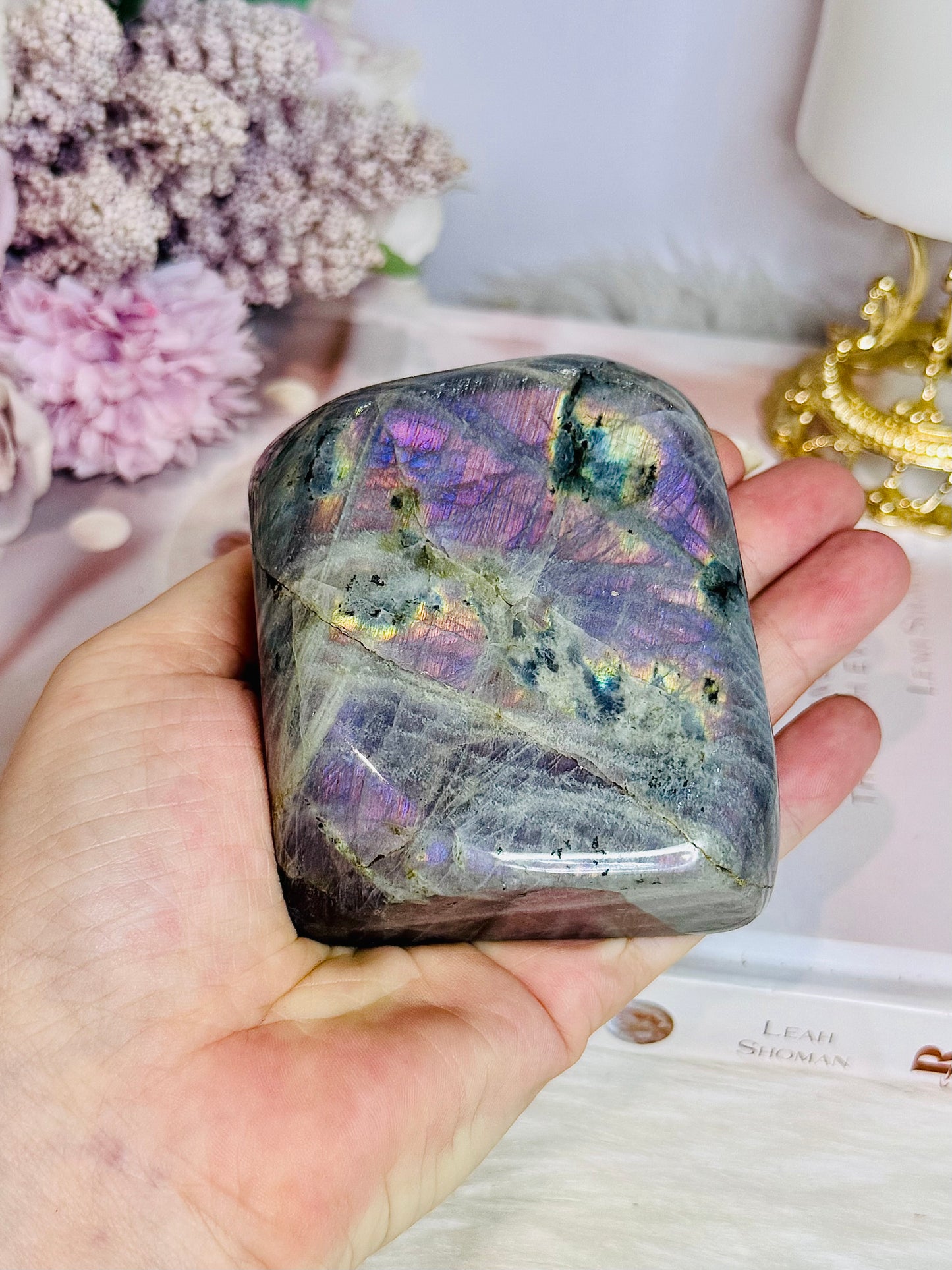 Large Labradorite Freeform with Pink & Purple Flash 8cm 451g