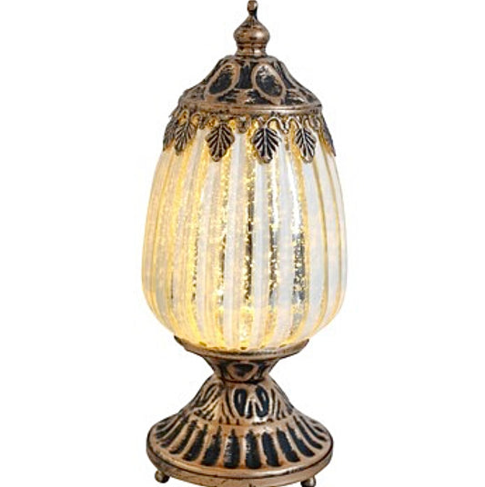 Glass Lantern Led Standing White 19cm