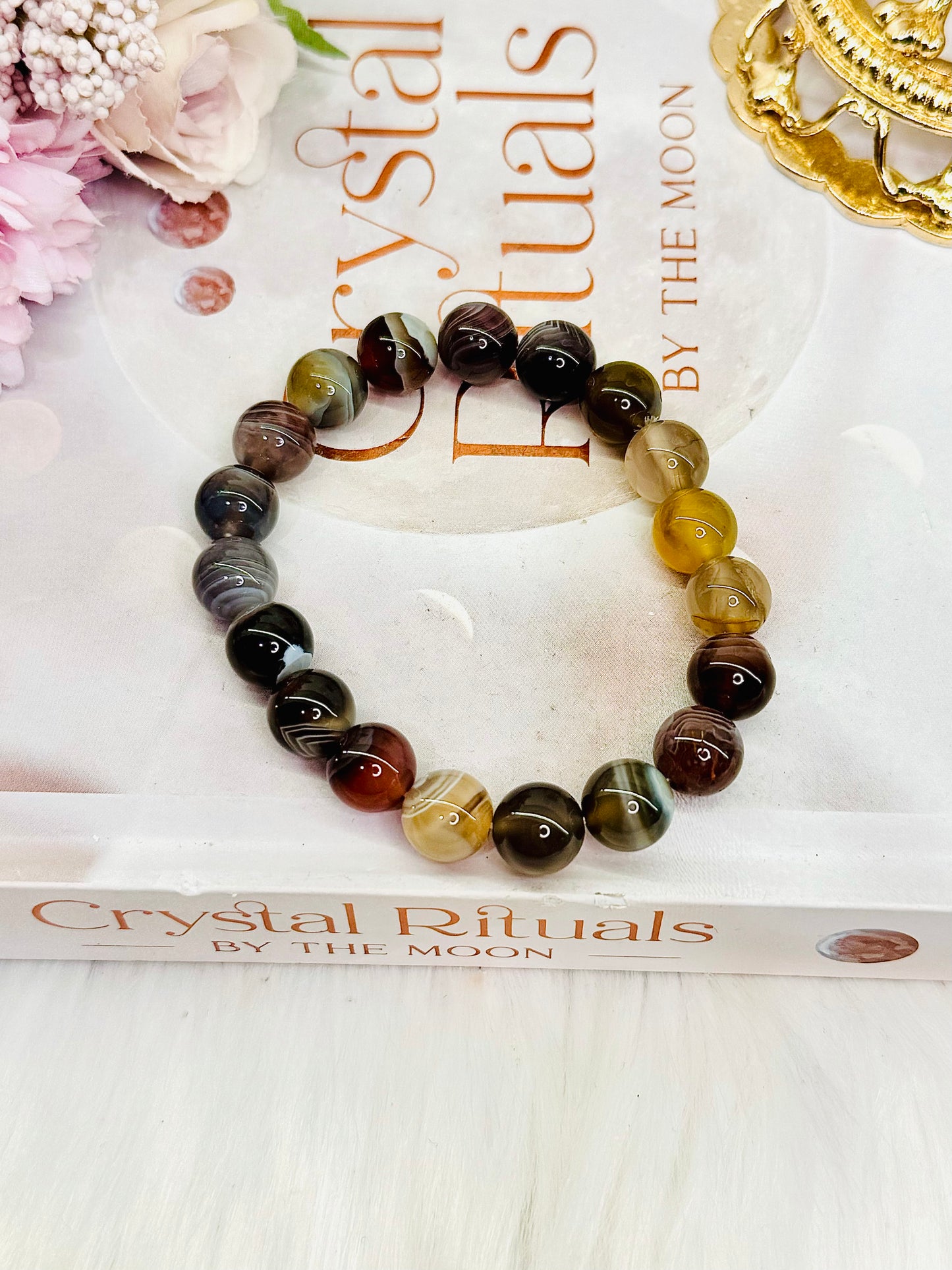 Agate Beaded Bracelet In Gift Bag