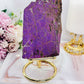 Incredible Rare Natural Velvet Purpurite Large Slab On Gold Stand 578grams