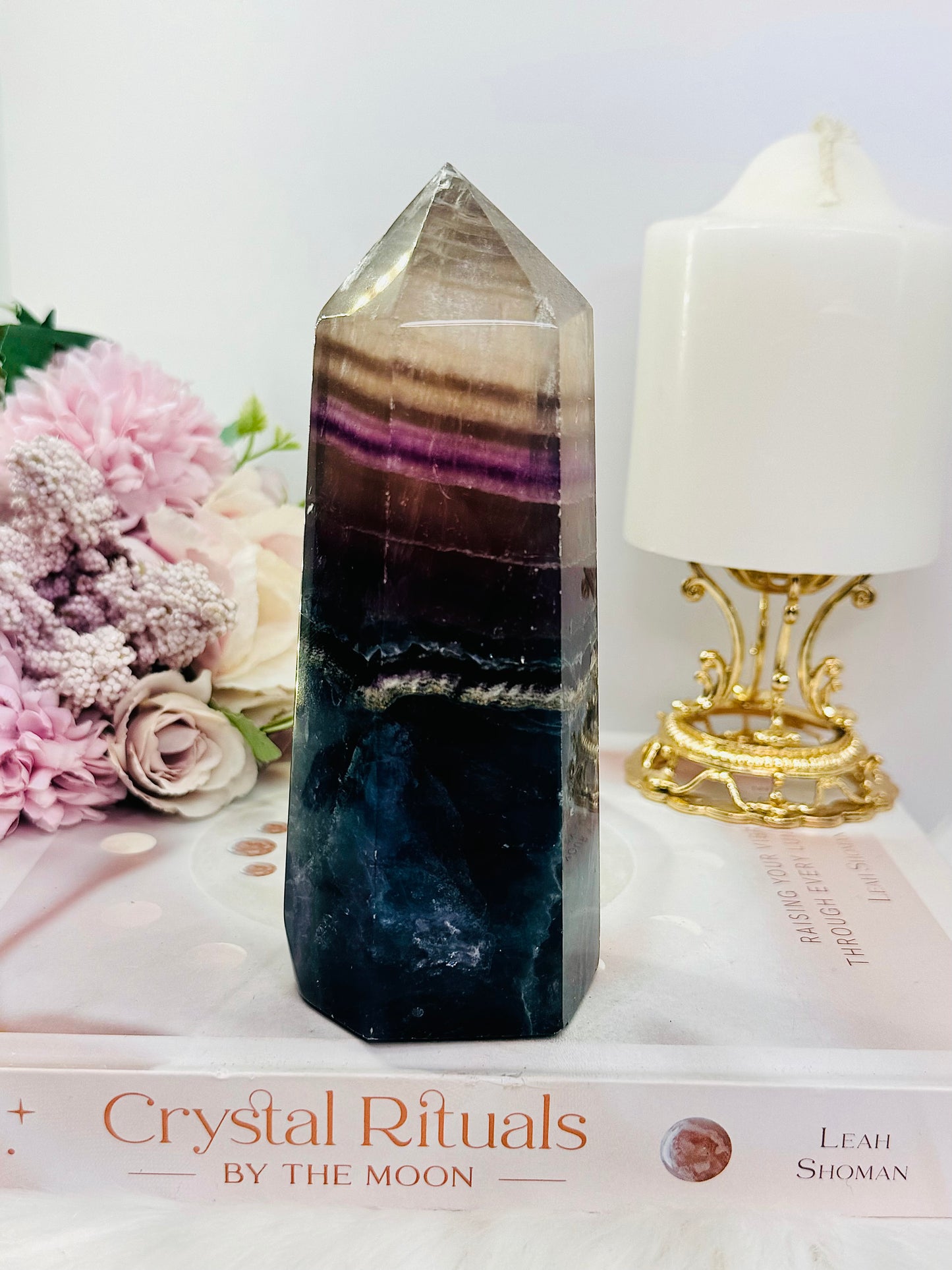 Large Chunky Rainbow Fluorite Tower 14cm 636grams