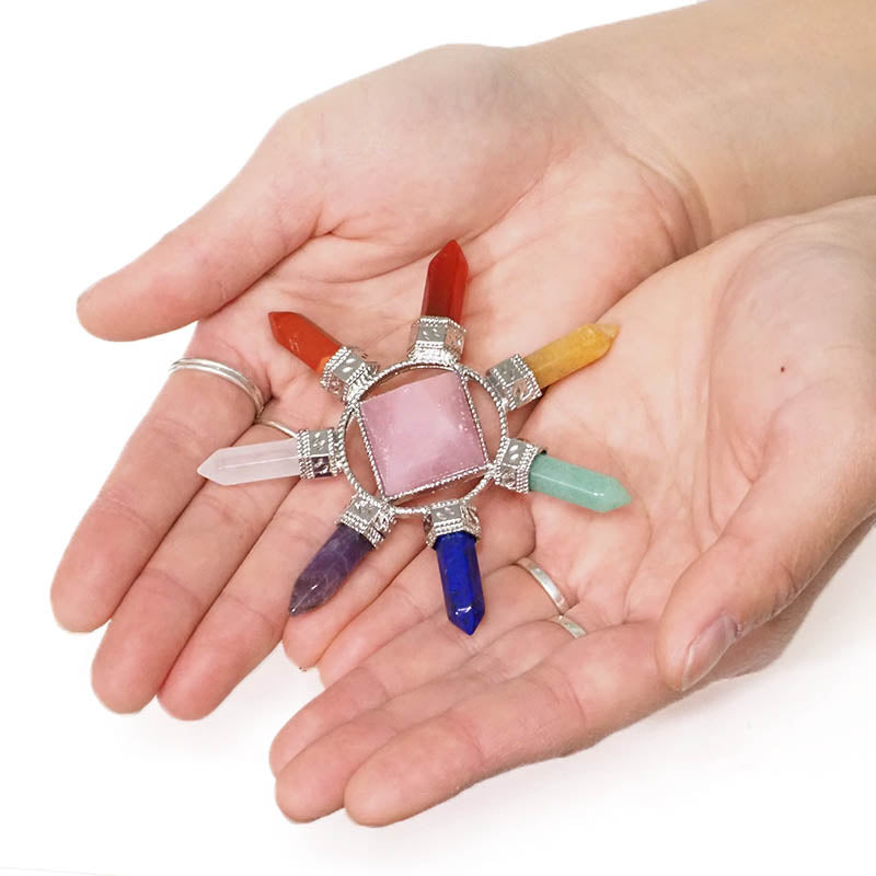 Rose Quartz Chakra Wheel 8cm