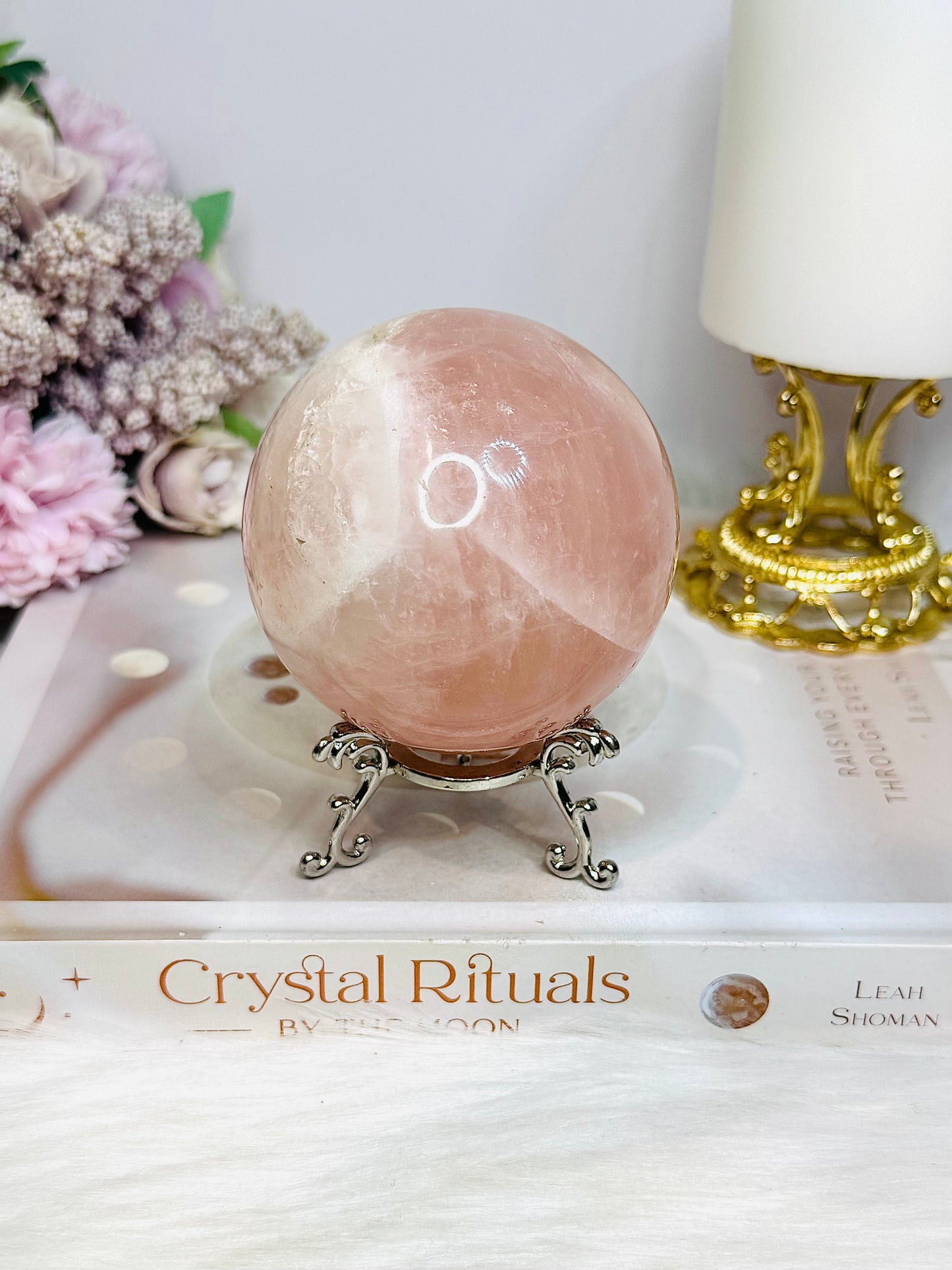 Large Rose Quartz Sphere on Stand 481g