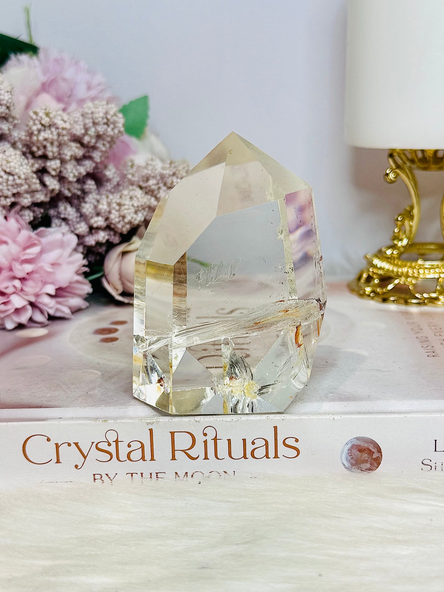 High Grade Clear Quartz Chunky Tower with Garden Quartz Inclusions 8cm 258g