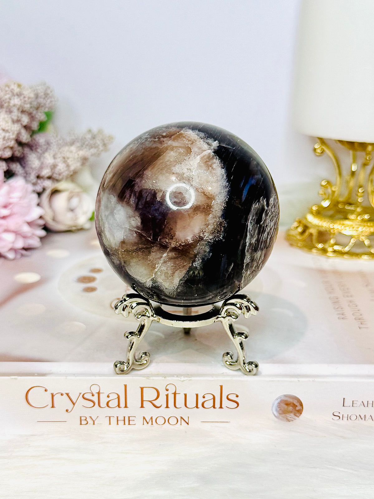 Large Purple Mica Flashy Sphere On Stand 393g