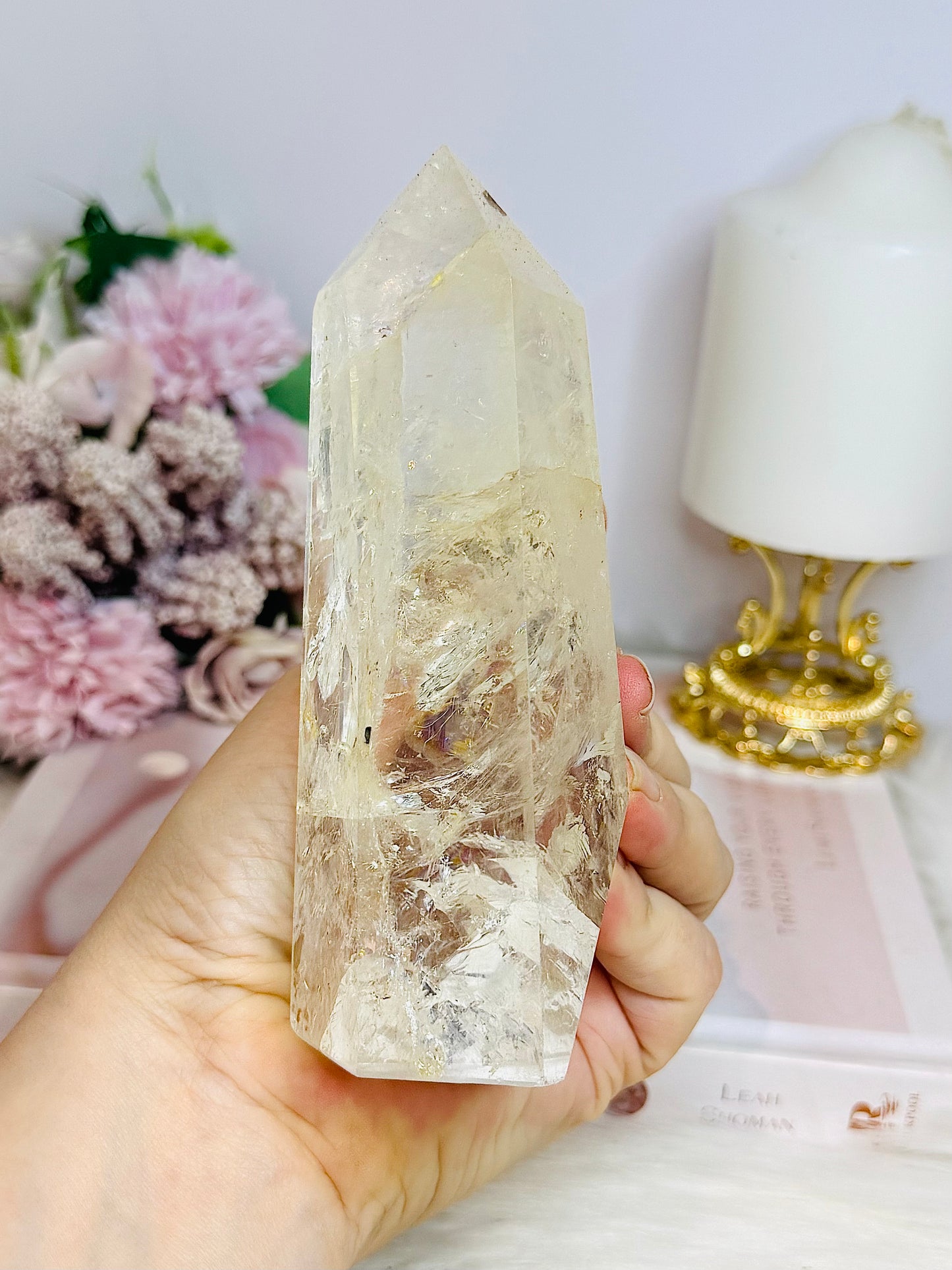 High Grade Clear Quartz Tower with Rainbows 13.5cm 434g