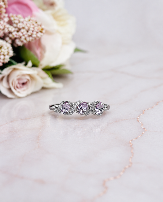 Adjustable Amethyst Ring In Gift Bag
