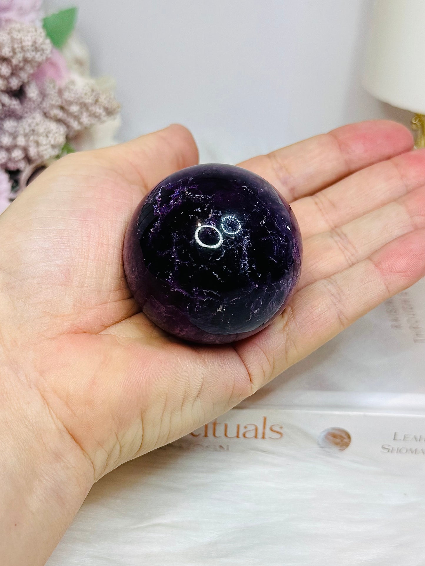 High Grade Purple Fluorite Sphere on Stand 199g