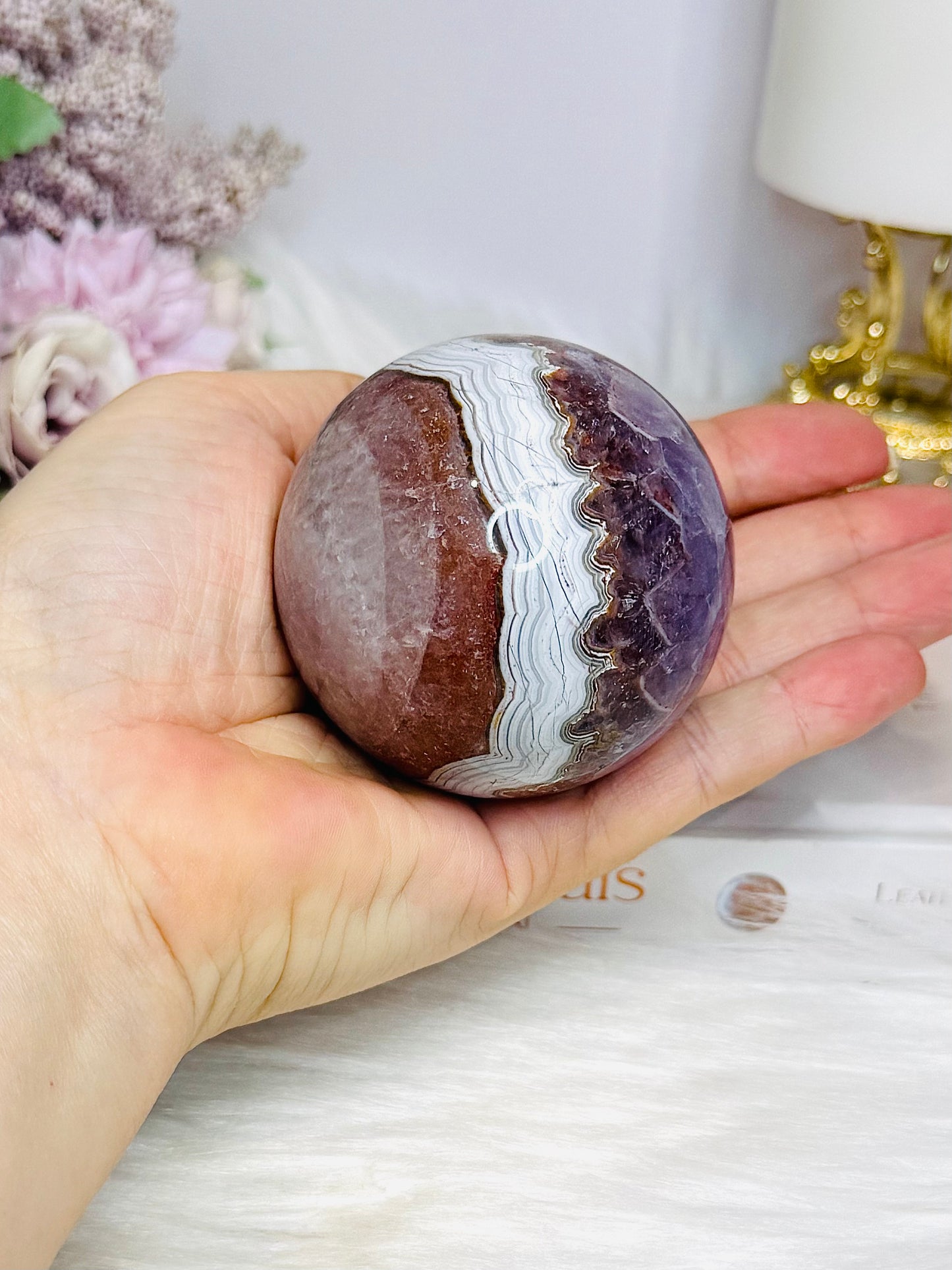 Large Crazy Lace Agate Sphere on Stand 378g