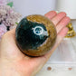 Large Ocean Jasper Sphere On Stand 516g