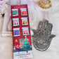 Christmas Gift Set ~ Incense Stick Pack 75 with Silver Large Hamsa Hand Burner