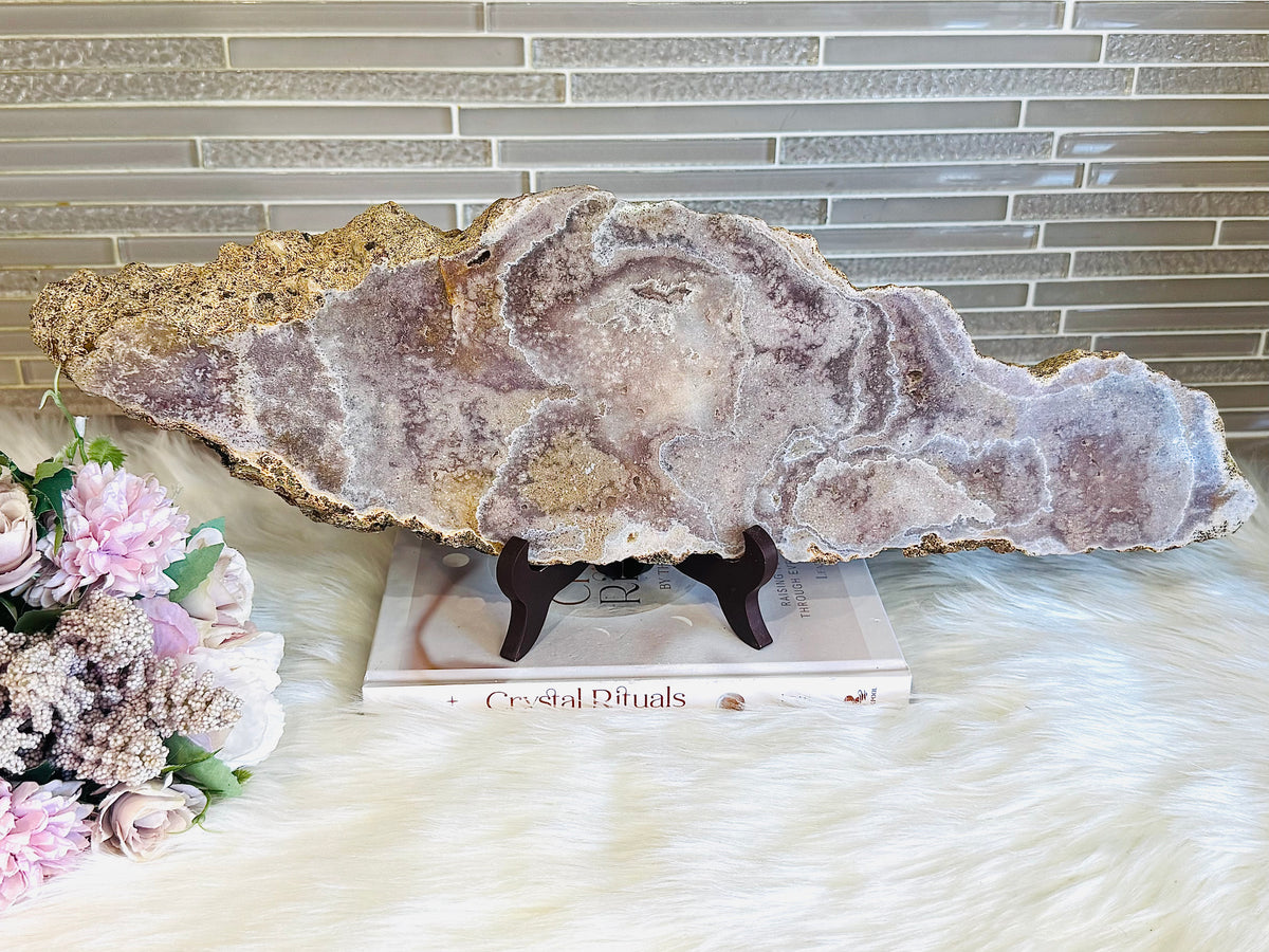 Statement Piece ~ Huge Chunky Pink Amethyst Slab on Stand 2.9KG 19cm