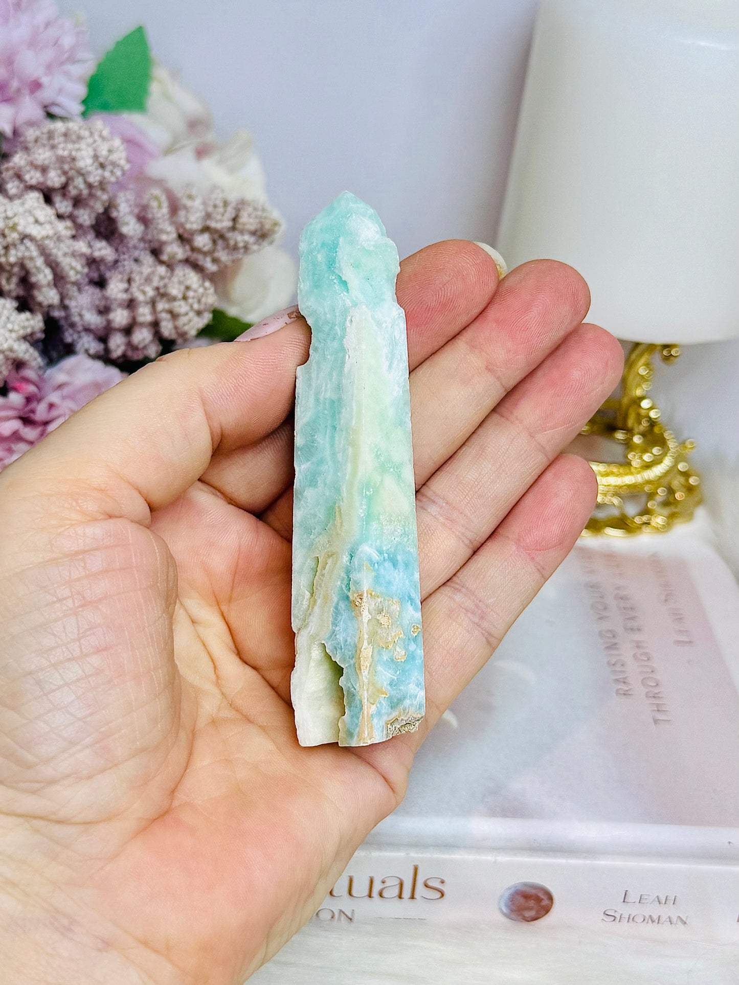Hemimorphite Druzy Tower 10cm