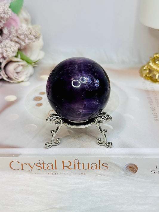 High Grade Purple Fluorite Sphere on Stand 199g