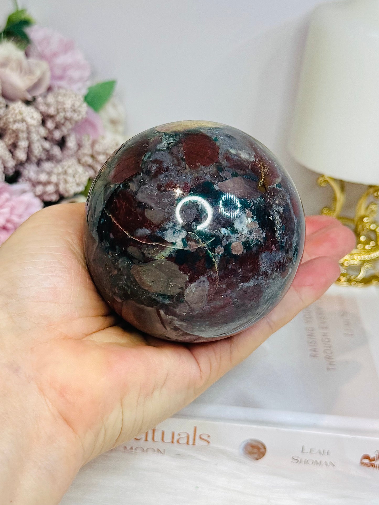 Large Jasper Sphere On Stand 620g