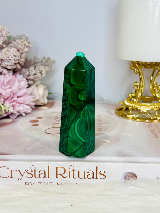 AAA High Grade Natural Malachite Tower From Congo 8cm