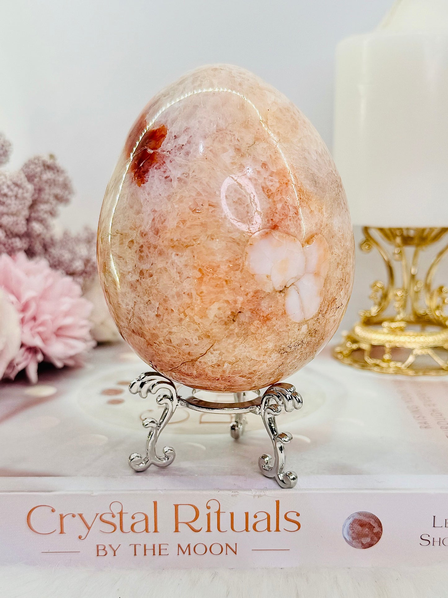 Precious Large 659gram Carnelian Egg On Stand