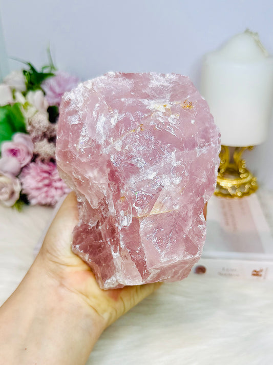 High Grade Large Raw Rough Rose Quartz Specimen 1.14KG