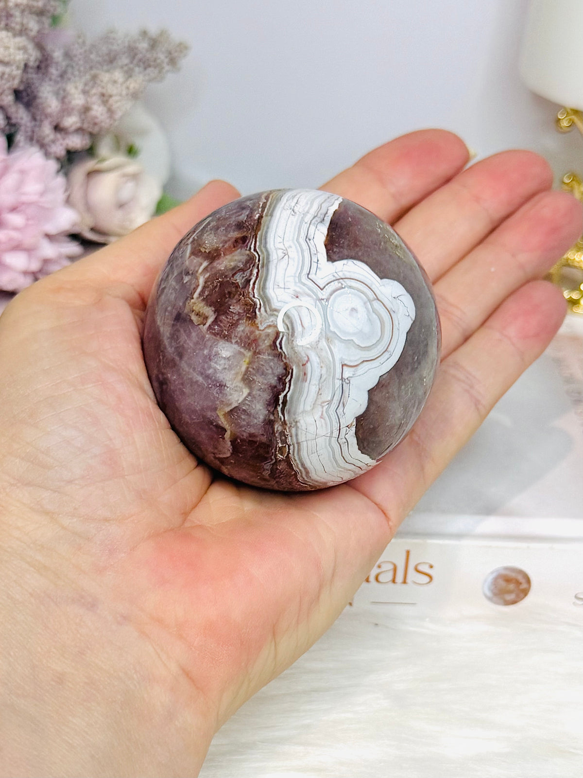 Crazy Lace Amethyst Sphere on Stand 274g