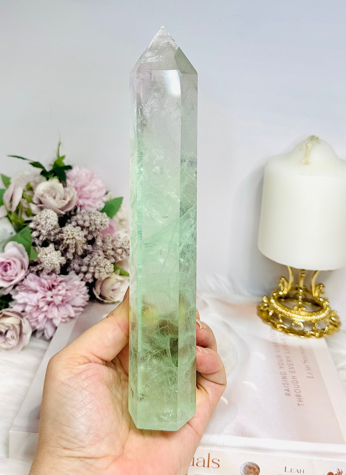 Large Watermelon Fluorite Tower 21.5cm
