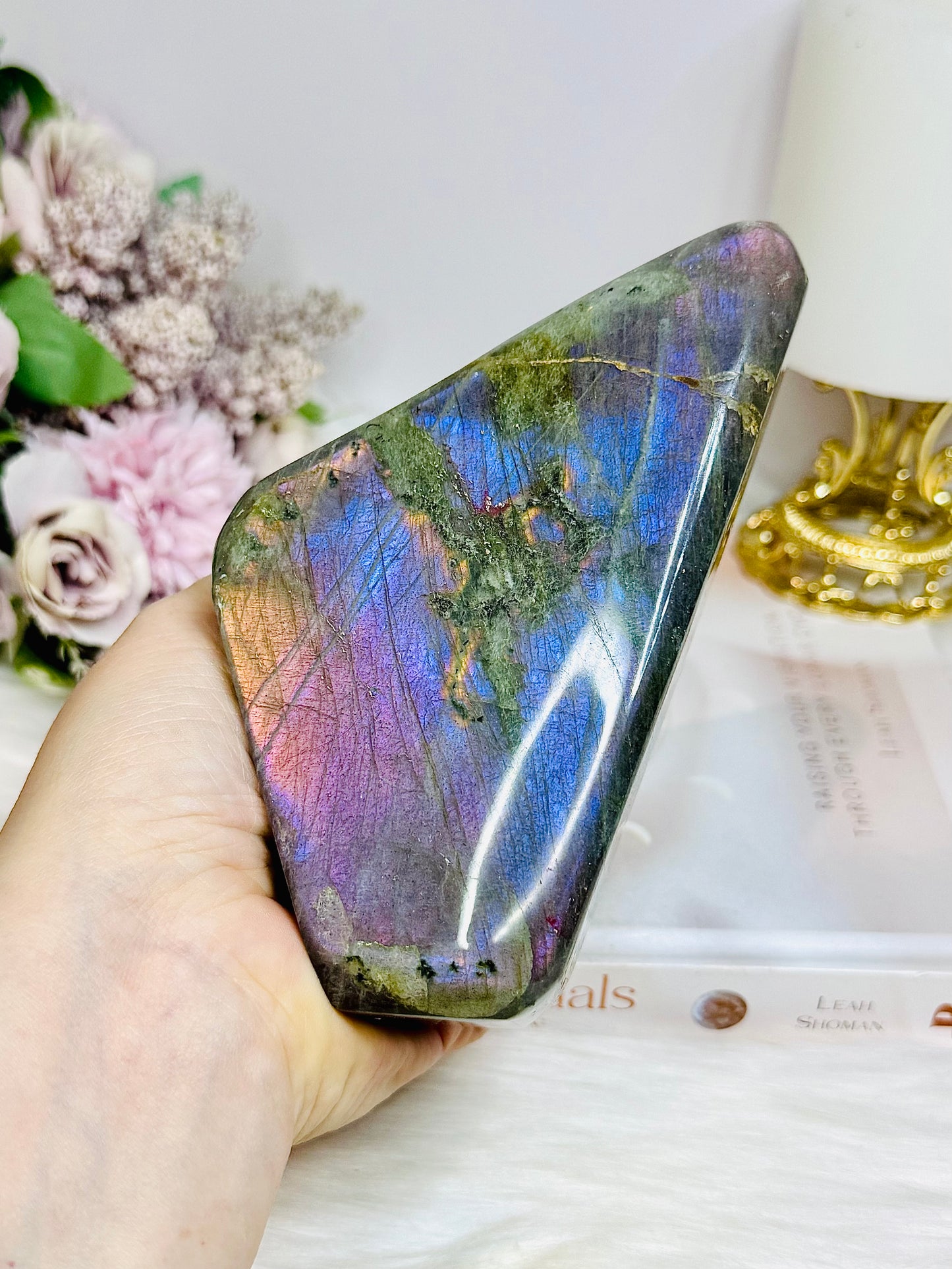 Large Labradorite Freeform with Pink & Purple Flash 847g 13.5cm