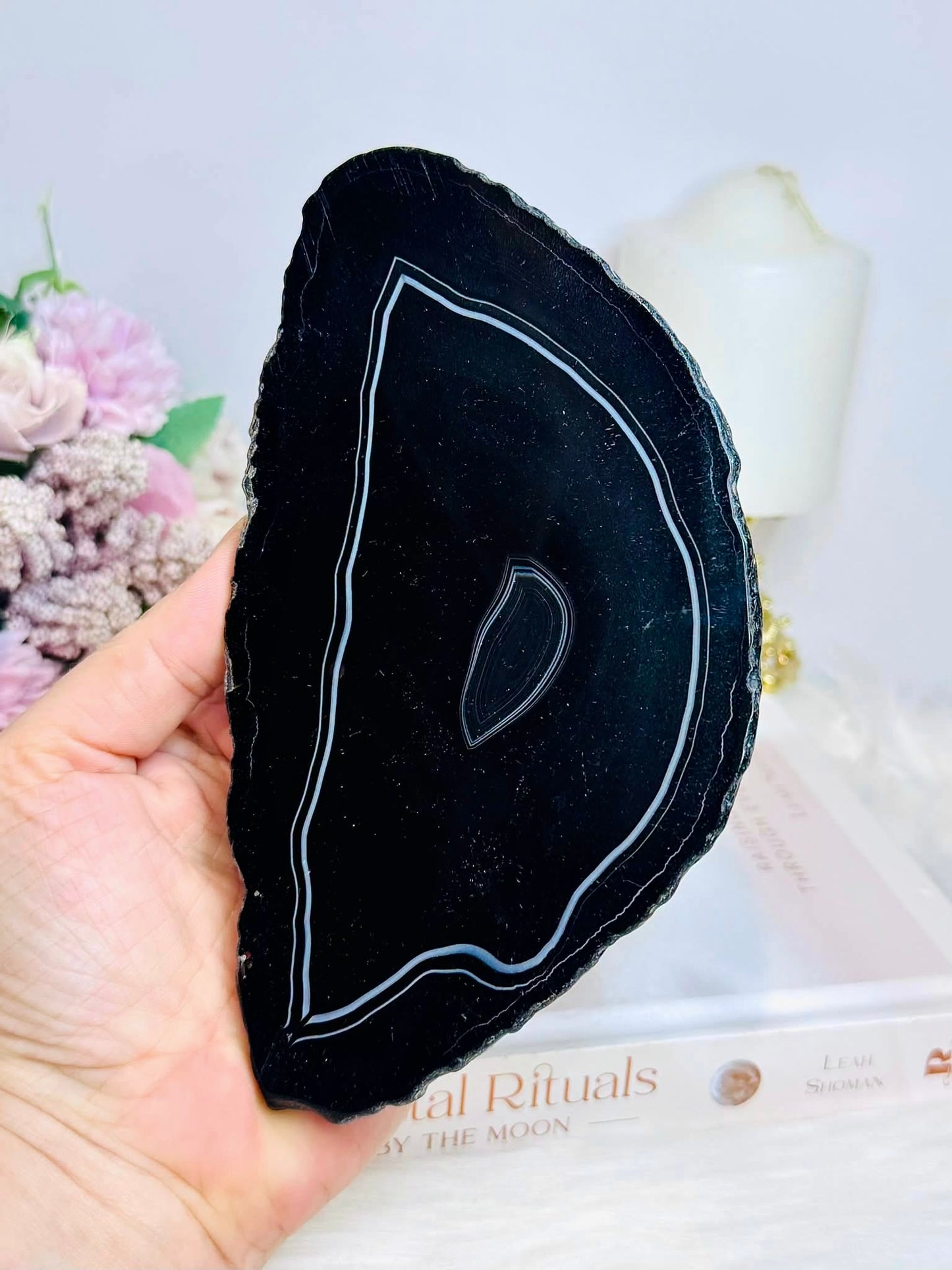 Large Black Agate Slab 17cm