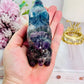 Beautiful Carved Rainbow Fluorite Bear 368grams