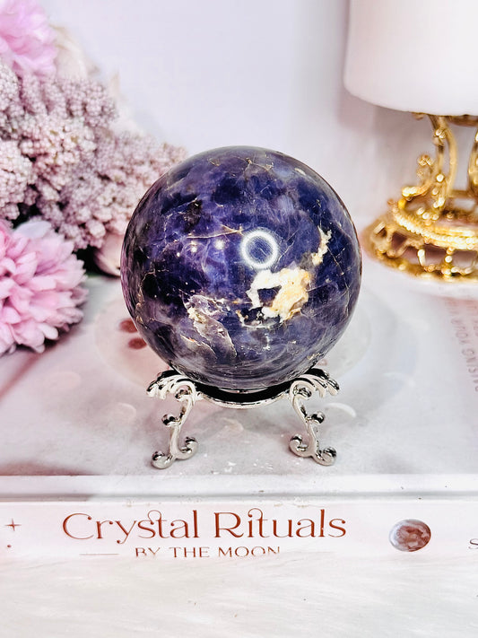 Stunning Large 346gram Lavender Rose Quartz Sphere On Stand