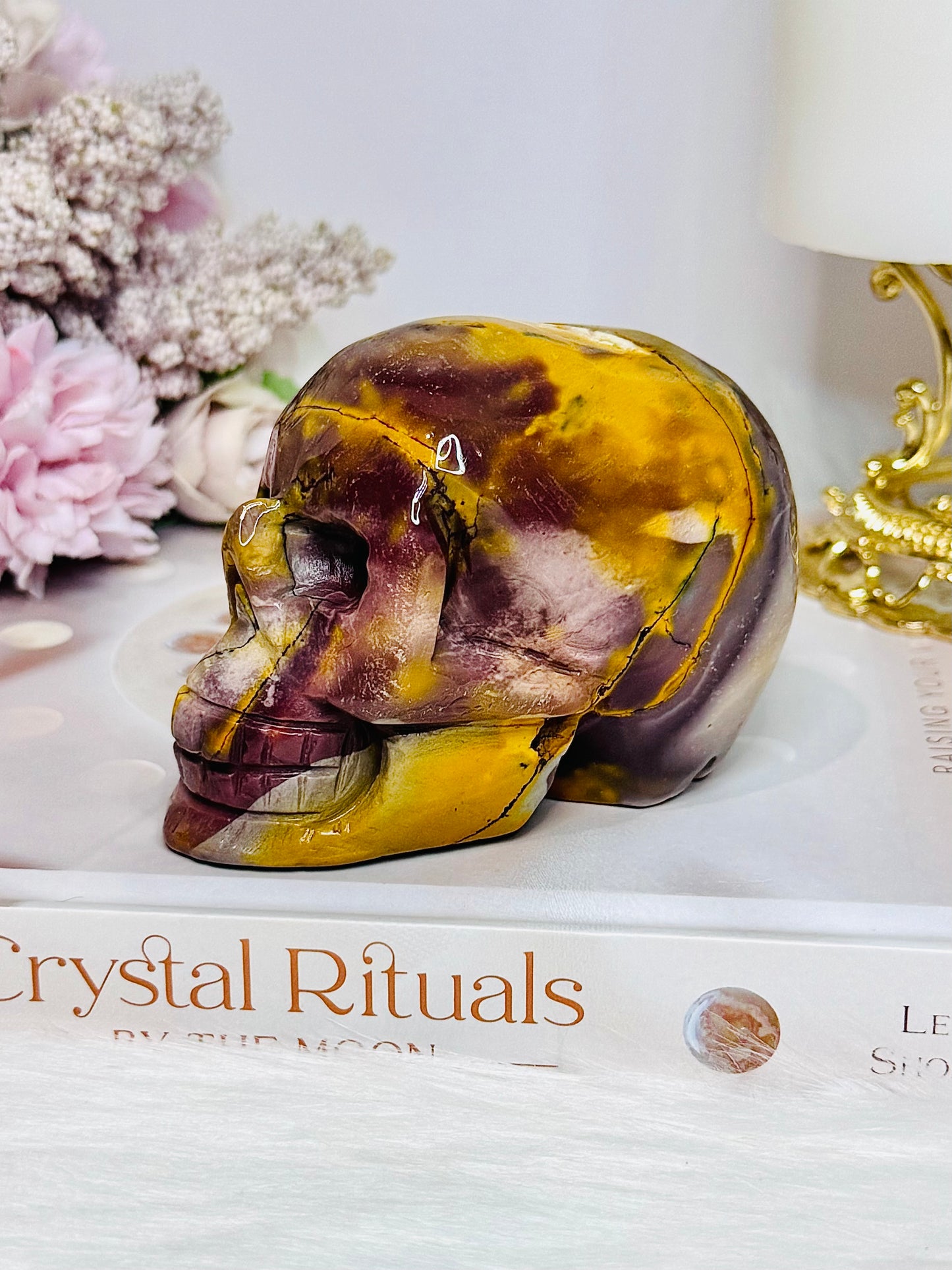 Mookaite Jasper Carved Skull 8.5cm 431g