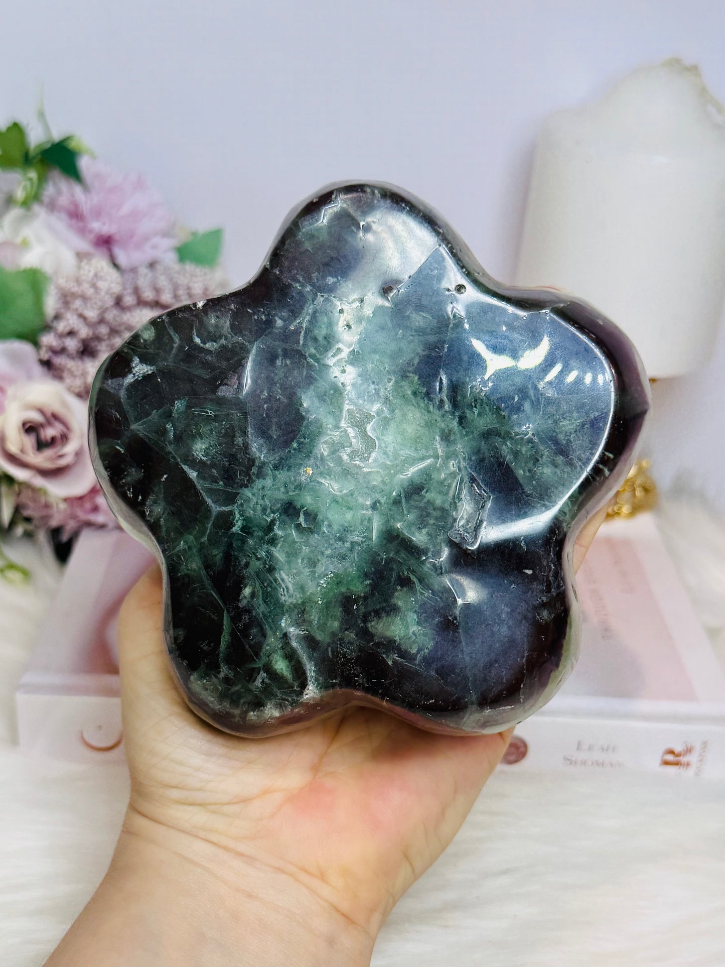 Large Fluorite Chunky Flower Bowl 12cm 684g