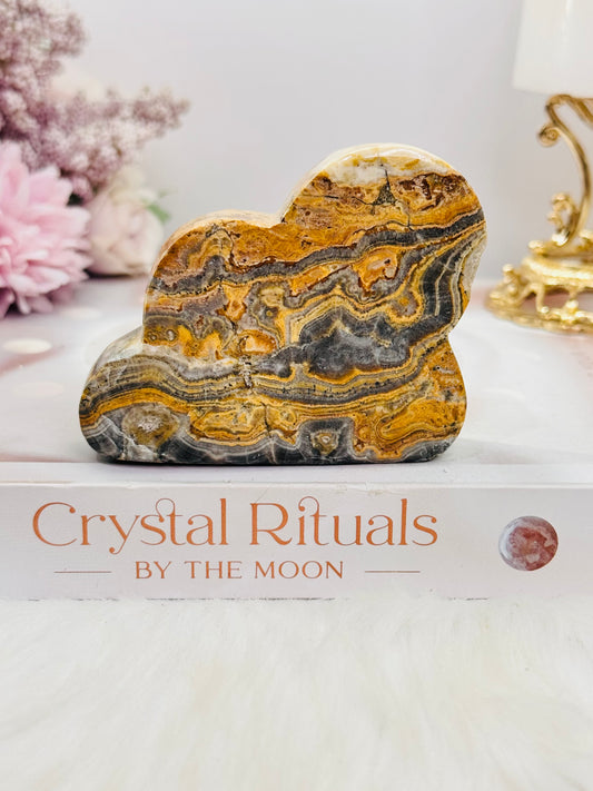 Crazy Lace Agate Carved Cloud 8cm