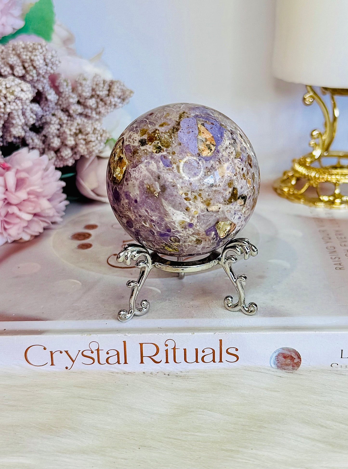 Opalised Fluorite (Tiffany Stone) Sphere on Stand 239g