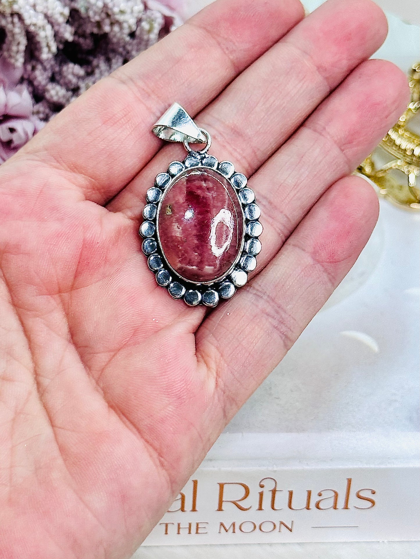 Absolutely Stunning Large Rhodochrosite Pendant In Gift Bag