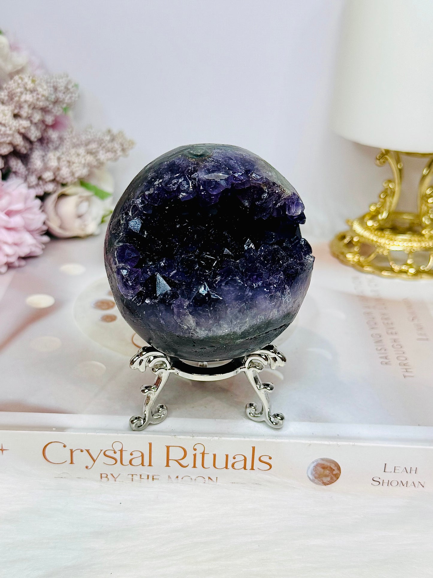Large Druzy Amethyst Sphere on Stand 359g
