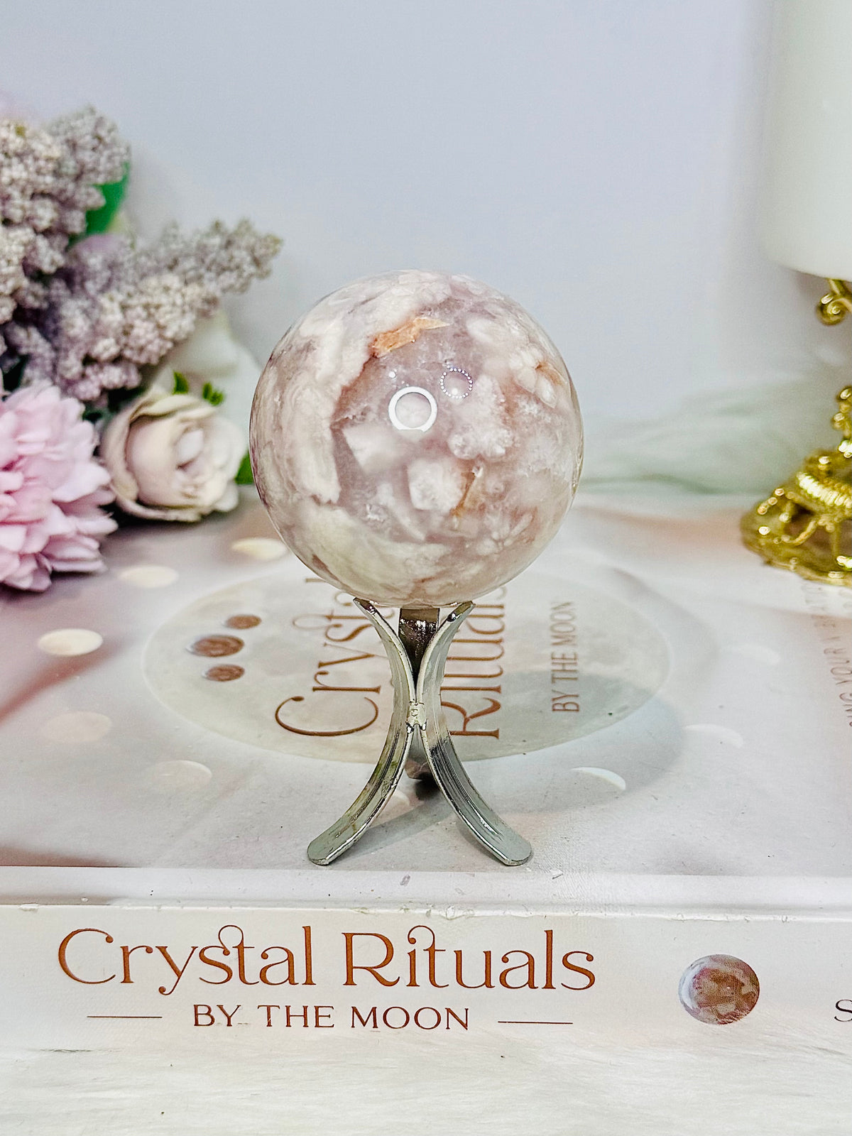 Pink Amethyst Druzy Sphere On Stand 161g