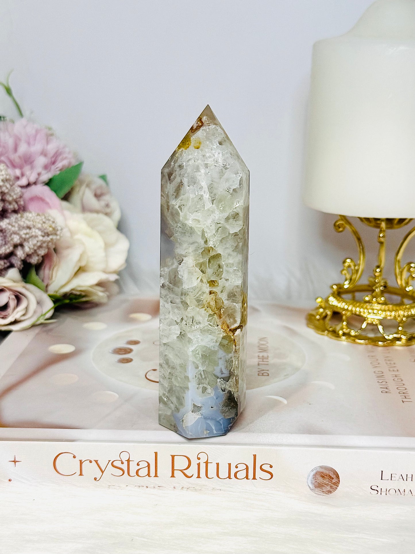 Druzy Flower Agate Tower 12cm