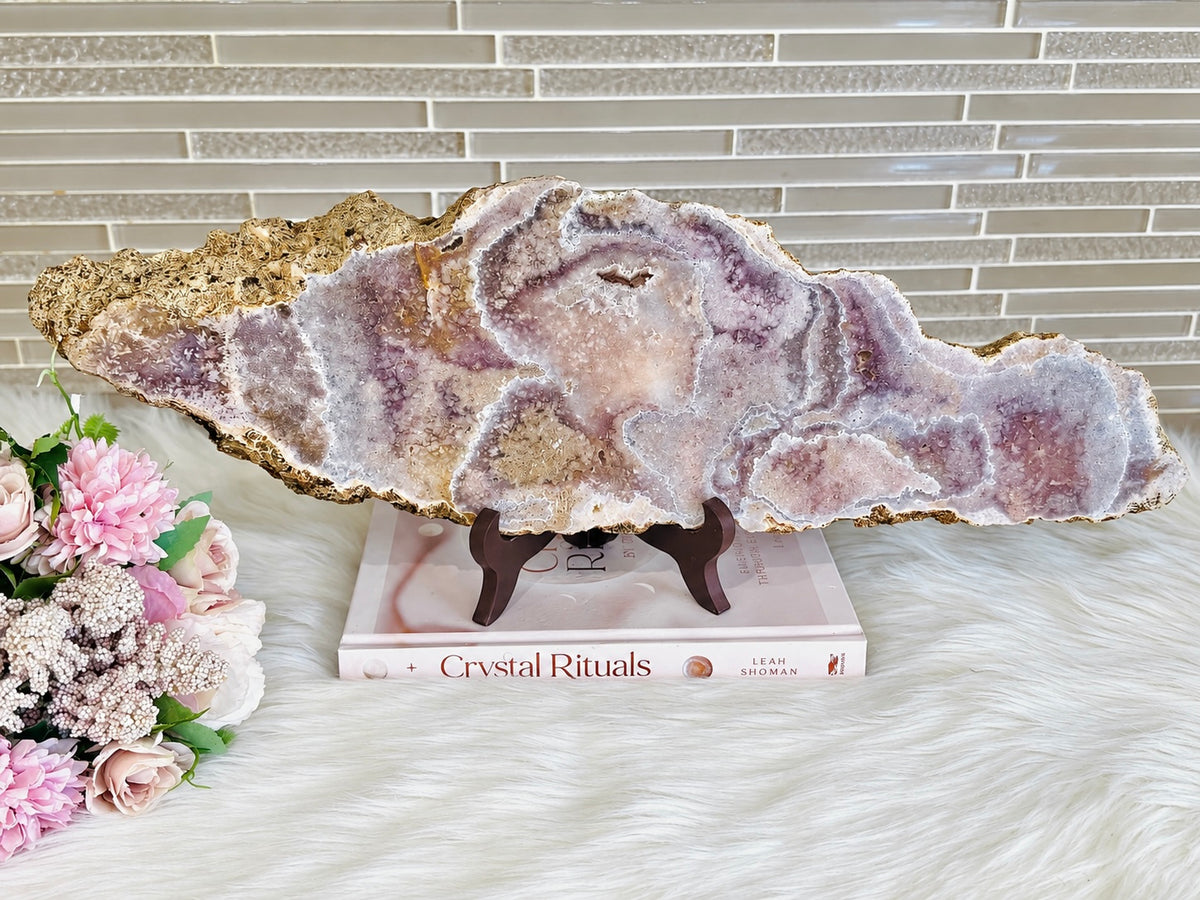 Statement Piece ~ Huge Chunky Pink Amethyst Slab on Stand 2.9KG 19cm