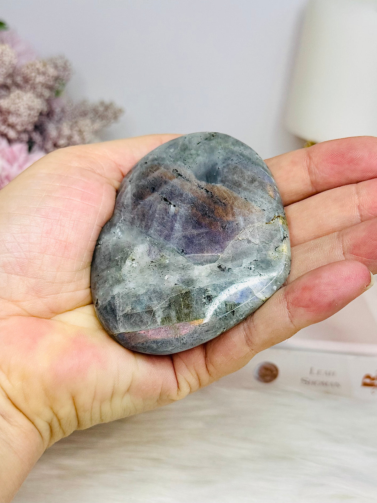 Labradorite Heart with Purple Flash 8cm