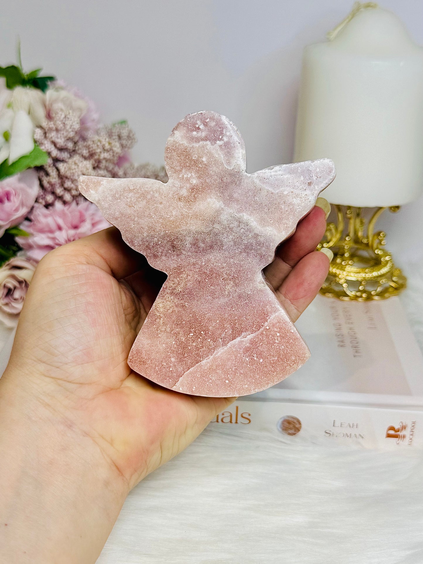 Chunky Pink Amethyst Carved Angel 10cm 360g