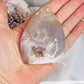 Natural Flower Agate Sugar Druzy Carved Flame | Freeform 7cm