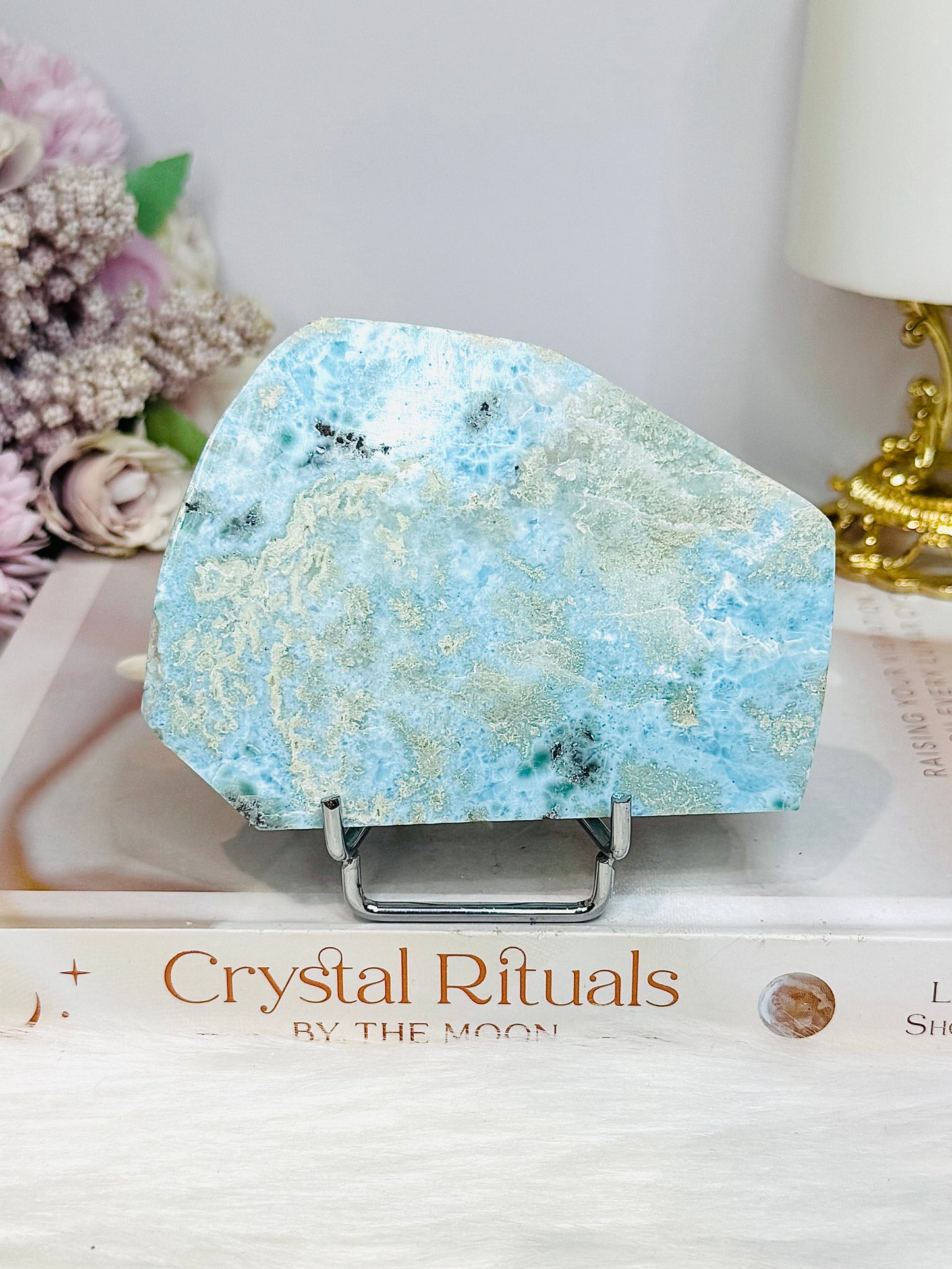 A Collectors Piece ~ Natural Larimar Slab On Stand 10cm 169g