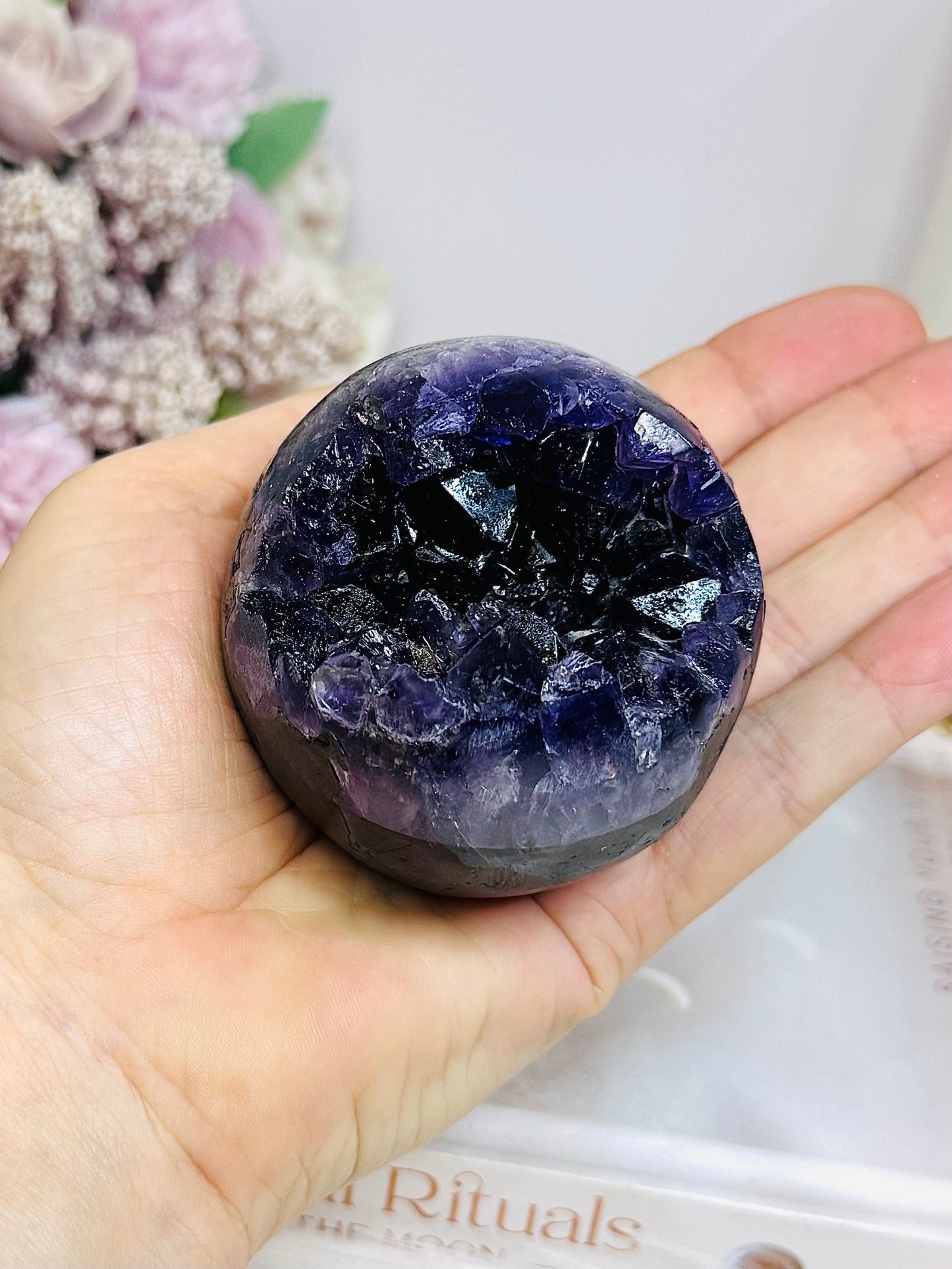 Large Druzy Amethyst Sphere on Stand 306g