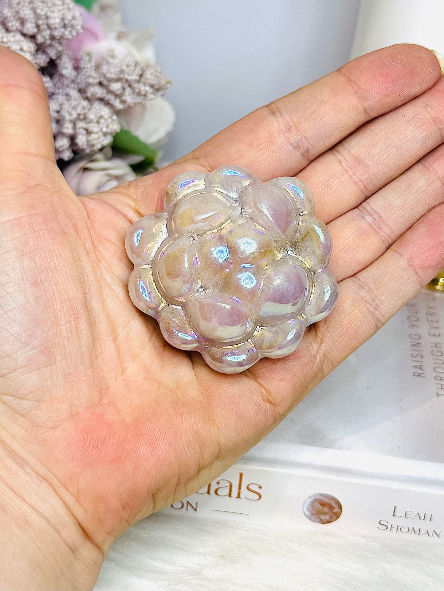 Angel Aura Rose Quartz Flower