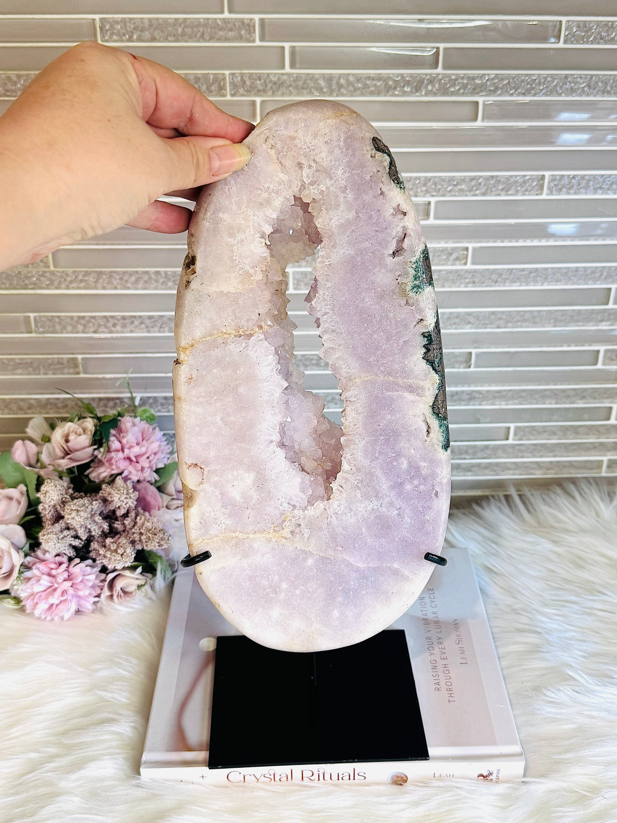 Statement Piece ~ Huge Pink Amethyst Druzy Portal Slab On Stand 36cm 2.45KG