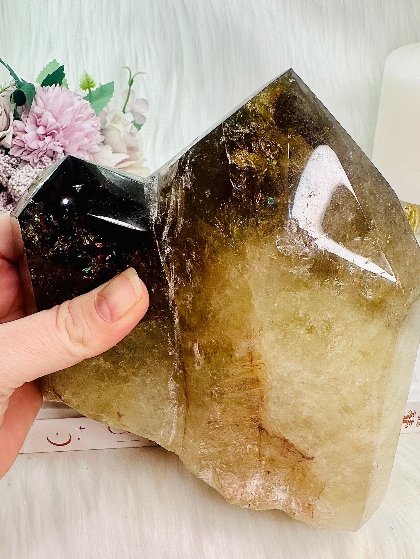 ⚜️ SALE ⚜️ WOW!!!!! A True Masterpiece ~ Huge 2.4KG Absolutely Spectacular Smokey Citrine Chunky Double Tower with Lots Of Rainbows Just Gorgeous